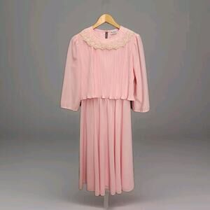 Vintage Ms. Classic Made In USA Cotton Candy Pink Dress Size 14 Large